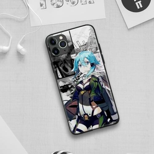 Asada Shino Sword Art Online anime Soft Silicon Glass Phone Case for IPhone SE 6s 7 8 Plus X Xr Xs 11 12 Mini Pro Max Samsung