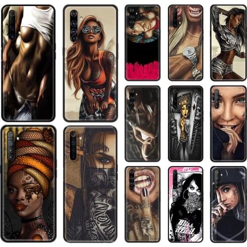 Phone Case For OPPO A9 Realme Reno 6 C3 7 5 X7 X50 Pro 5G XT V3 X3 2020 Silicone Soft Capa Back Cover Sexy Sleeve Tattooed Girl