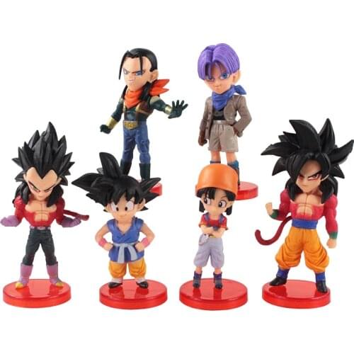 6pcs/Set 6-9cm Dragon Ball Z DBZ Super Saiyan Son Goku Vegeta Trunks Chichi Kawaii PVC Action Figure Mini Model Toys Kids Gift