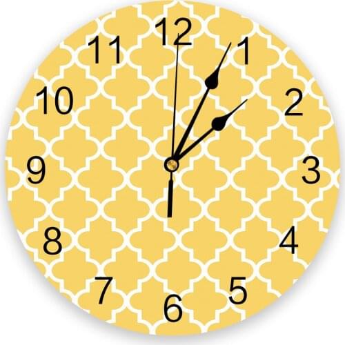 Geometric Yellow White 3d Wall Clock Modern Design Farmhouse Decor Kitchen Vintage PVC Round Clock Living Room Decoration