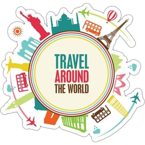 Interesting Fashion Car Sticker Travel Around The World Tourist Decor Waterproof PVC Decal for Lada Kia Motorcycle Mazda,13*13cm