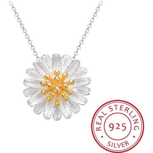 925 Sterling Silver Pendants&Necklaces Daisy Necklace Jewelry Collar Colar de Plata 2019 New Free Shipping Wedding Birthday Gift