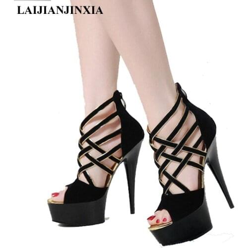 LAIJIANJINXIA New Classics Ankle Strap 15CM High Heel Platforms Pole Dance Shoes Star / Model Shoes, Sandals Wedding Shoes