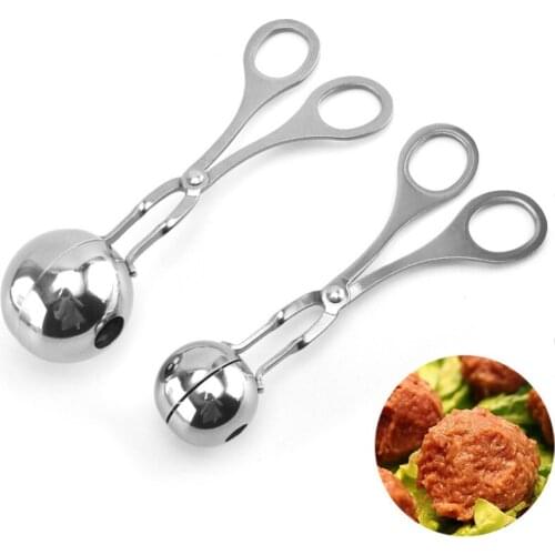 2Pcs/Set Creative Stainless Steel Meatball Maker Metal Food Tongs DIY Cake Ice Tongs Cookie Dough Scoop Kitchen Cooking Tools