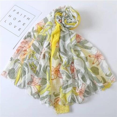 Fashion Muslim Scarf HIJAB Lightweight Popular Crinkled Print Headscarf For women Thin Breathable Headband Long Shawl Soft Wraps