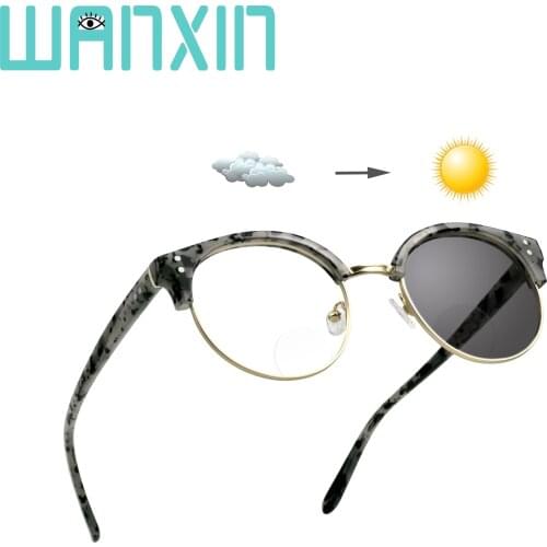 Wanxin Unbreakable Reading Glasses, Bifocal Glasses,Photochromic Dark Grey Sunglasses