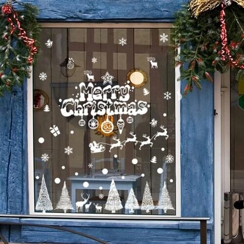 New DIY ChristmasTree Elk Stickers Decoration Supplies For Showcase Window Wallpaper Home Wall Decor Removable Wall Sticker