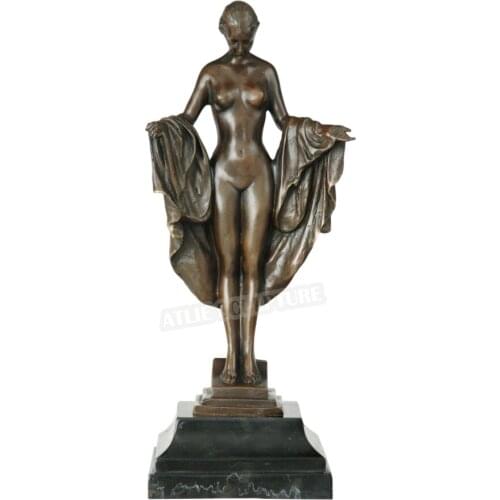 Nude Standing Woman Statue Western Sexy Naked Female Sculpture Marble Base Modern Erotic Art Bedroom Ornament
