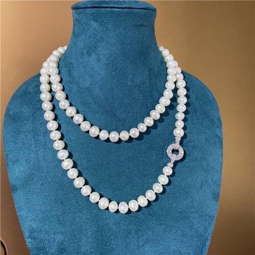 33" 10~11 mm Natural White Pearl Necklace