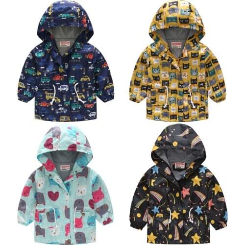 Boys Coats Fashion Printed Long Sweatshirt Hooded Windbreaker For Boys Autumn Outerwear Kids Wind Jacket Children Clothing