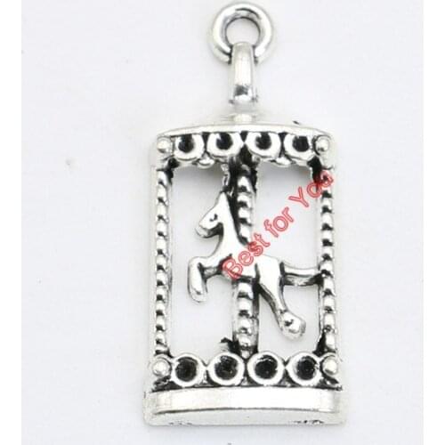 Antique Silver Plated Carousel Charms Pendant Bracelet Necklace Jewelry Making DIY Handmade 32x15mm