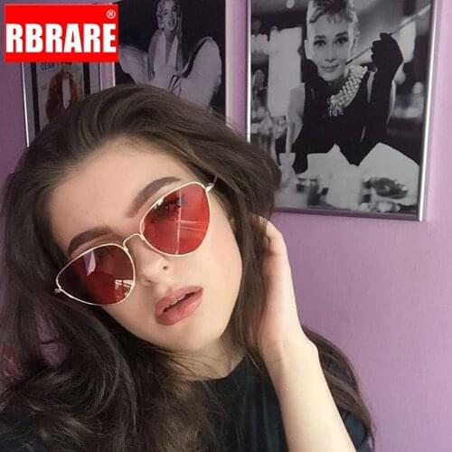 RBRARE Vintage Metal Cat Eye Sunglasses Women Brand Designer Alloy Sunglasses Reflective Mirror Outdoor Shopping UV400 Glasses