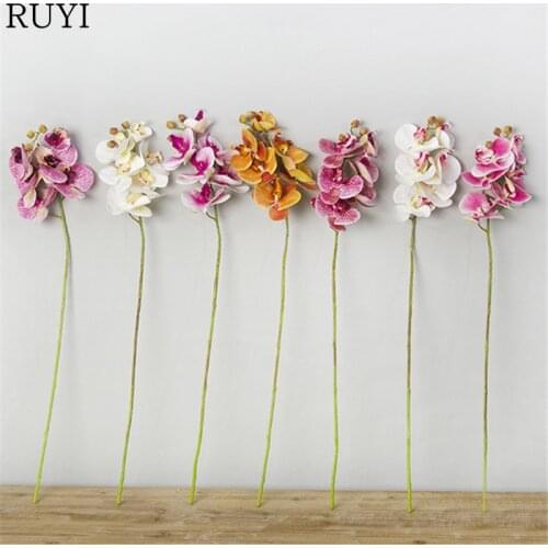 Real touch 3D print phalaenopsis hand feel artificial flower single branch 6 heads wedding decoration for home party office 1pcs