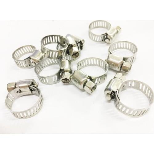 10Pcs Adjustable Stainless Steel Drive Hose Clamp Fuel Line Worm Clip 3/8"-5/8" (9-16)