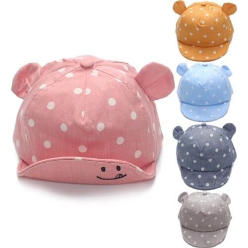 Sunscreen Baby Girl Hat Dot Baby Caps New Girl Boys Cap Summer Hats For Boy Infant Sun Hat With Ear Spring Baby Accessories BP51
