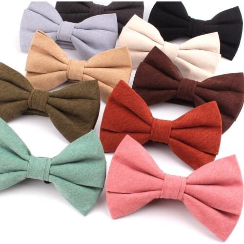 Wedding Bowtie Solid Color Bow tie For Women Men Butterfly Ladies Bow knot Adult Cotton Bow Ties Cravats Groomsmen Bowties