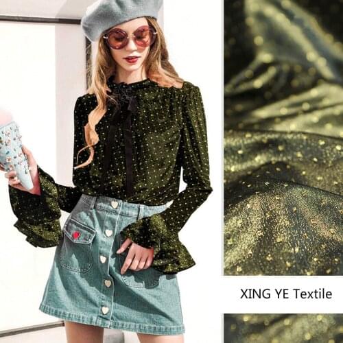 Polka Dot Gold Gold Thread Mulberry Silk Fabric for Clothing Dress Shirts Cloth Per Meter Alibaba Express Material