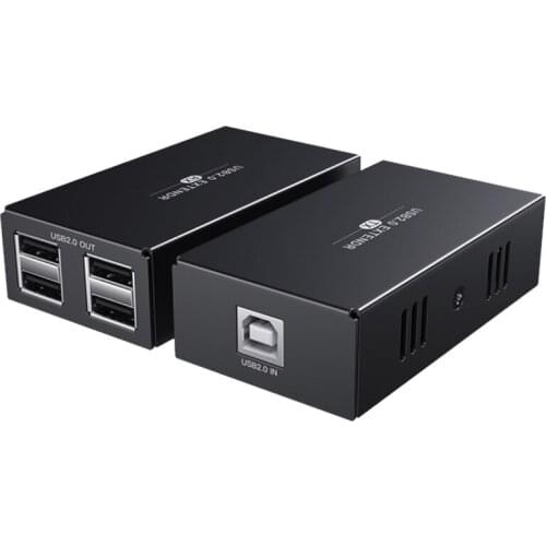 USB Extender 1 in 4 Out USB2.0 to RJ45 Extender 50 Meters Can Receive Multiple USB Devices At the Same Time(EU Plug)