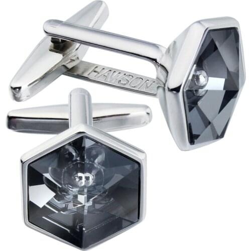 HAWSON Cufflinks for Men Light Black Hexagon Mens Shirt Buttons Tuxedo Studs, Cuff links for French Cuff, Mens Cufflinks