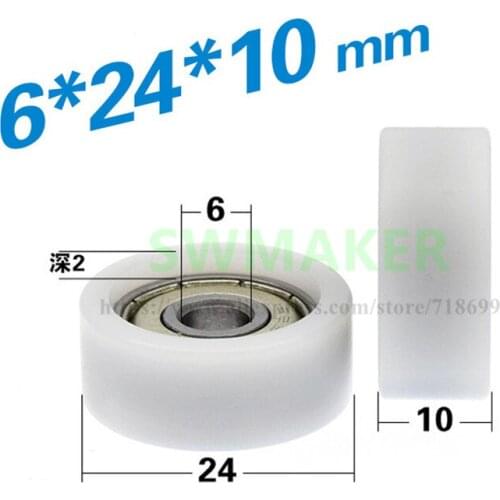 10pcs 6*24*10mm 626zz bearing pulley, door and window automatic rolling flat wheel