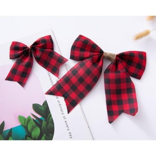 10pcs Christmas Plaid Bows Buffalo Plaid Decorative Bows for Christmas Wreaths Tree Home Party Indoor Outdoor Decoration