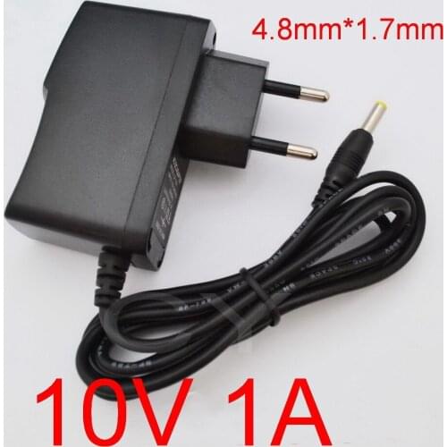 100PCS 10V1A New AC 100V-240V Converter Adapter DC 10V 1A 1000mA Power Supply EU Plug DC 4.8mm x 1.7mm