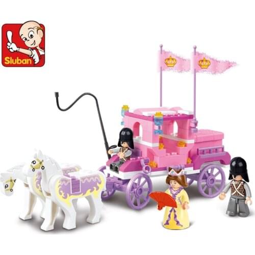 137Pcs Girl Princess Royal Carriage Wagon Model Building Blocks Sets Horse Figures Bricks Friends Educational Toys for Girls