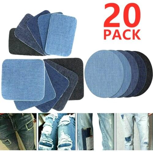 20/40/60 Pcs Denim Fabric DIY Design Iron On Denim Fabric Patches Clothing Jeans Repair Kit Clothing Accessories Fabric
