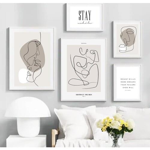 Abstract Lines Body Face Hand Leaf Quotes Wall Art Canvas Painting Nordic Posters And Prints Wall Pictures For Living Room Decor