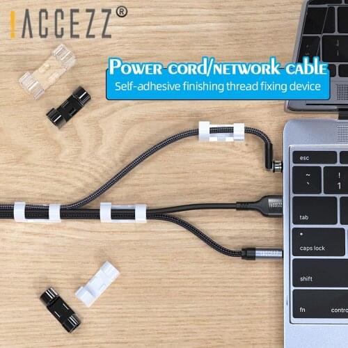 !ACCEZZ Cable Organizer For Headphone Keyboard USB Cable Winder ABS Mini Cord Holder Desktop Workstation Cables Management Clips