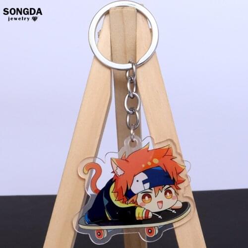 Anime SK8 the Infinity Keychain Cherry Blossom Joe Reki Langa Cartoon Acrylic Key Holder for Kids Bags Key Ring Pendant Jewelry