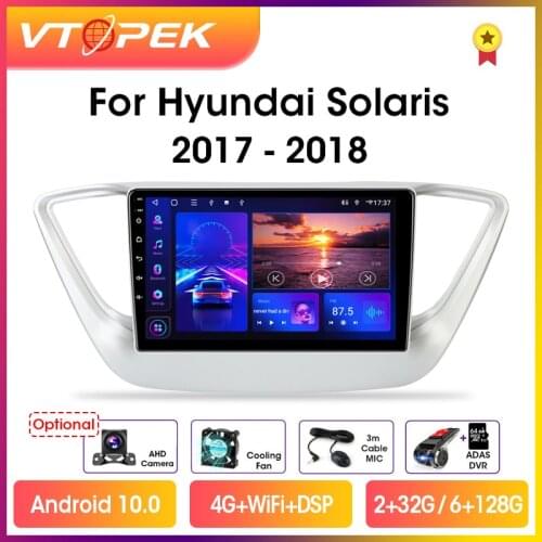Vtopek 9" WiFi 2din Android 9.0 Car Radio Multimidia Video Player Navigation GPS For Hyundai Solaris Verna 2017 2018 Head Unit