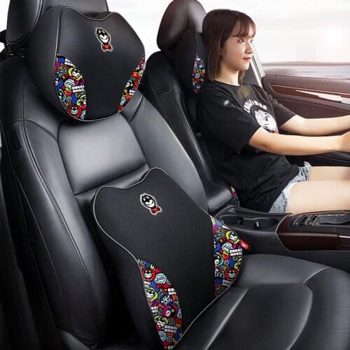 Car Headrest Neck Pillow For Seat Chair In Auto Memory Foam Cushion Fabric Cover Soft Head Rest Travel Support Car Accessories