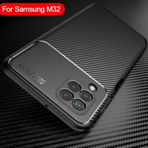 For Samsung Galaxy M32 Case Carbon Fiber Texture Silicone Full Protection Soft Cover Capa For Samsung M32 SM-M325F M 32 M325