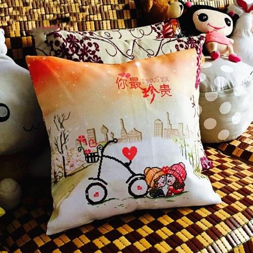 Diy printed cross stitch pillow kit embroidery needlework sets counted cross-stitch kits patterns paintings accessories fabric