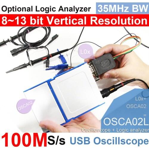 2 Channel USB PC Virtual Digital Oscilloscope A02 35MHz Bandwidth 100MS/s Samplinmg Rate hobbyist, student, engineers