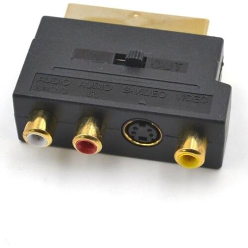 RGB SCART Male to 3 RCA Female AV Audio Video M-F Adapter Converter for TV VCR