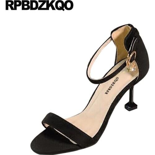 Ladies Pumps High Heels Designer Summer Ankle Strap 2018 Large Size Women Female Sandals Stiletto 11 Shoes Rhinestone Open Toe