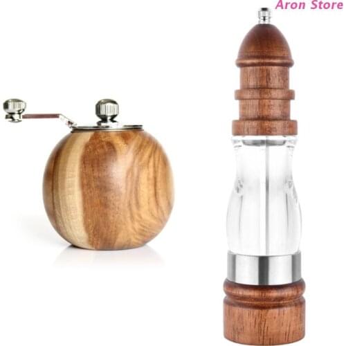 Wooden Pepper Grinder with Strong Adjustable Ceramic Core Seasoning Spice Mill