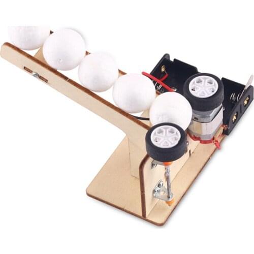 Electric Ball Throwing Machine STEM DIY Wooden Model Children Puzzle Games Toys Science Education Kit for Kids Gift