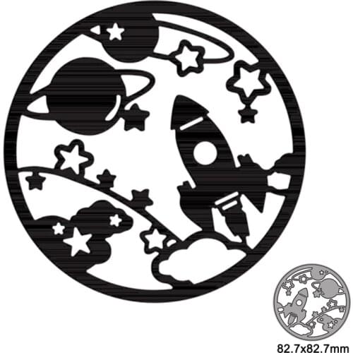 Metal Cutting Die Cut Mold Rocket Flying Into Space Planet For Scrapbooking Paper Card Making Photo Album Craft Template Mold