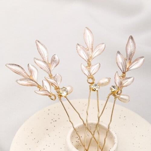 3pcs Bride Wedding Headpeice Handmade Exquisite Leaves U-shaped Hairpin Women Hair Sticks Hair Jewelry Accessories XH