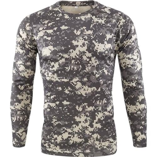 Camouflage Quick Dry Hiking T-Shirt Men Spring Autumn Sport Breathable Long Sleeve Tops Tactical Combat Hunting Camping T Shirt