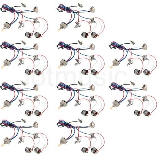 Electric Guitar Wiring Harness Kit 2V2T Pot Jack 3 Way Switch for Guitar Parts Set of 10