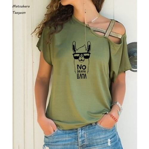 Llama Print T Shirt Women Short Sleeve Loose Tshirt Summer Women Graphic Tee Tops Casual Tee Big Size S-5XL T-shirt