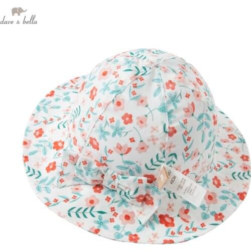 DBM17520 dave bella summer fashion new born baby girls cute bow floral print girl hat
