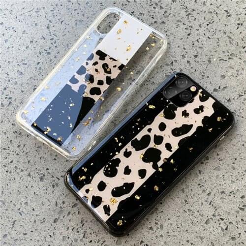 Simple and generous Gold foil leopard Soft Case For iPhone 7 8 6 6s Plus transparent Cover For iPhone X Xs 11 Pro Max XR case