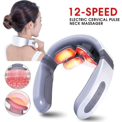 NEW 12-Speed Smart Neck Massager Electric Cervical Pulse Pain Relief Tool Shoulder Massager Relaxation Physiotherapy Equipment