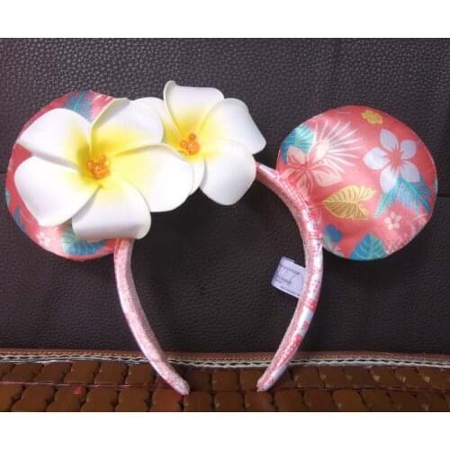 NEW Aulani Hawaii Minnie Mouse Ears Headband Plumeria Pink One Size