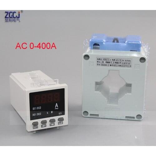 AC 220V 0-400A Single-phase AC ammeter intelligent led display AC current meter 48*48*84mm ampere meter analog